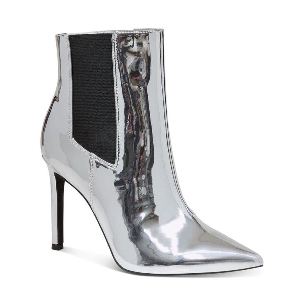 INC Womens Silver Comfort Goring Katalina Pointed Toe Stiletto Booties 6 M